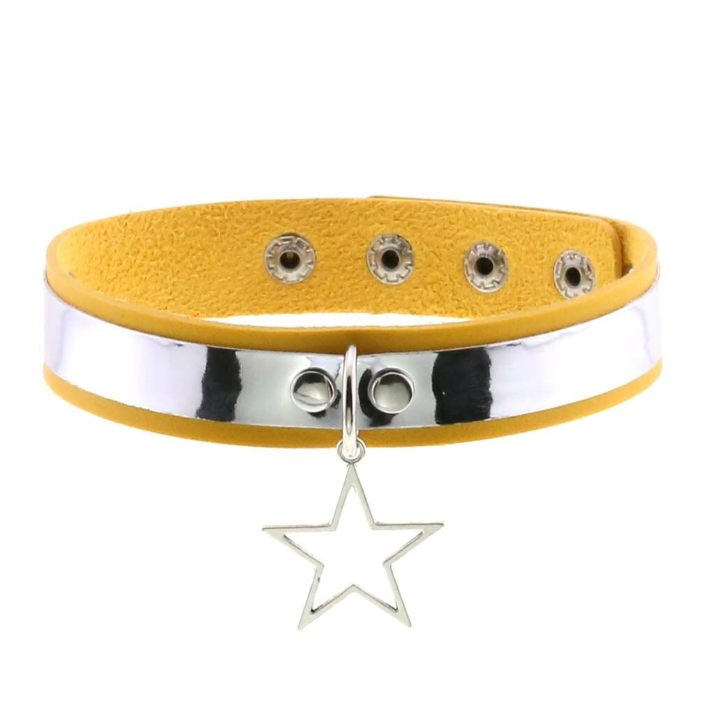 Punk Style PU Leather Choker Necklace with Pendant Star / Vintage Unisex Accessories