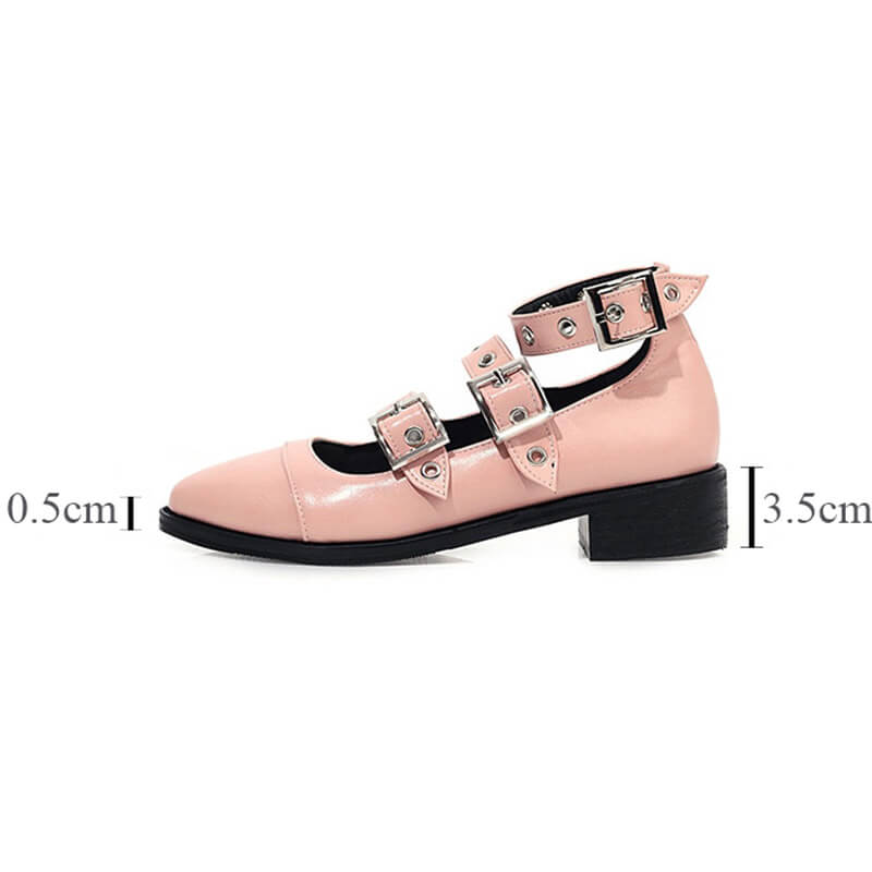 Punk Style PU Leather Pumps with Buckles Straps / Alternative Fashion Footwear for Women