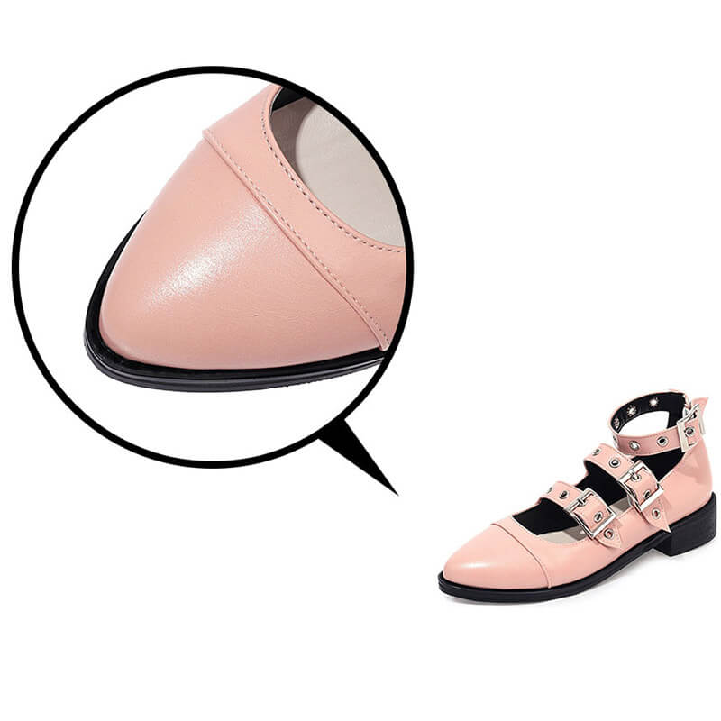 Punk Style PU Leather Pumps with Buckles Straps / Alternative Fashion Footwear for Women