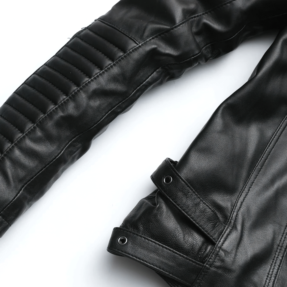 Punk style Women's Genuine Leather Jacket / Female Black Jackets with Zippers