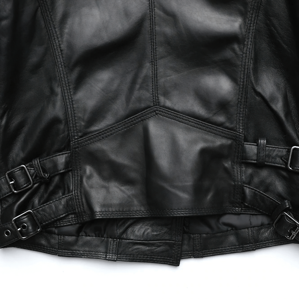 Punk style Women's Genuine Leather Jacket / Female Black Jackets with Zippers