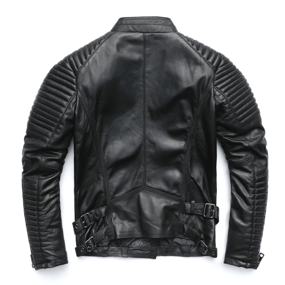 Punk style Women's Genuine Leather Jacket / Female Black Jackets with Zippers