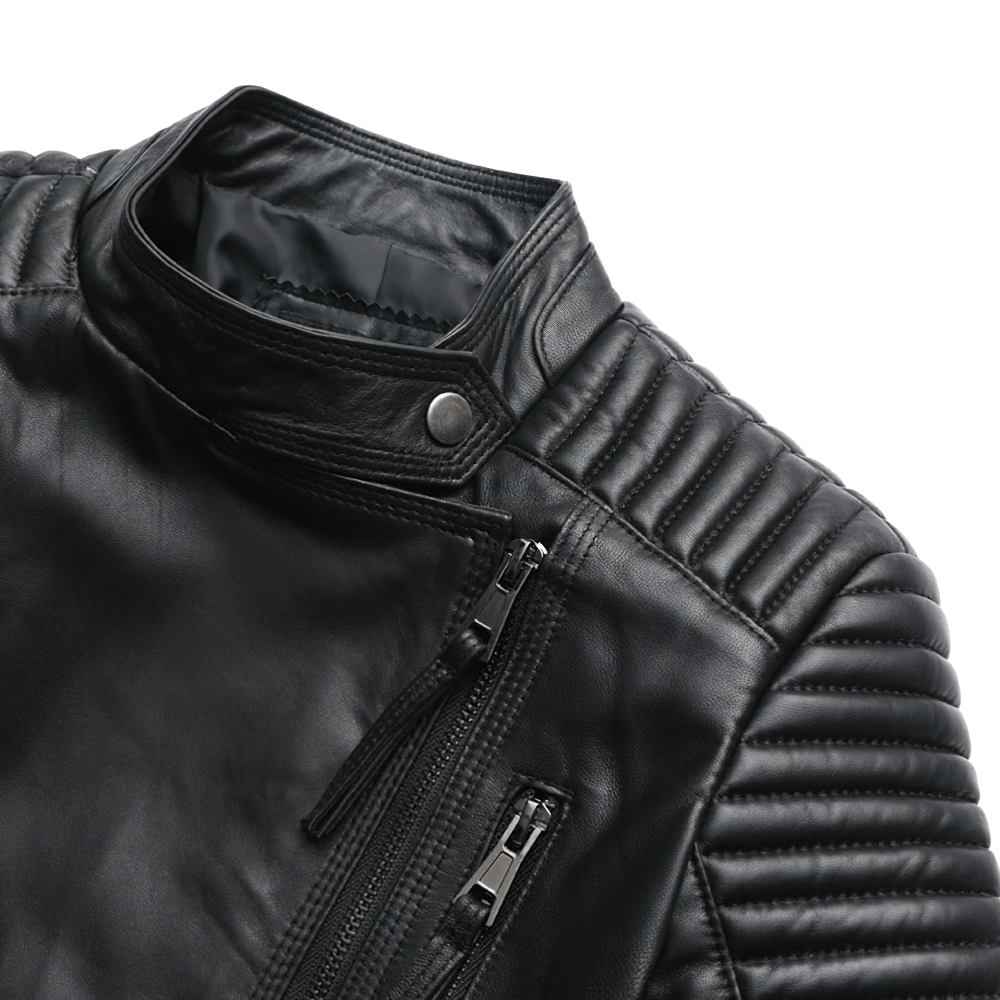 Punk style Women's Genuine Leather Jacket / Female Black Jackets with Zippers