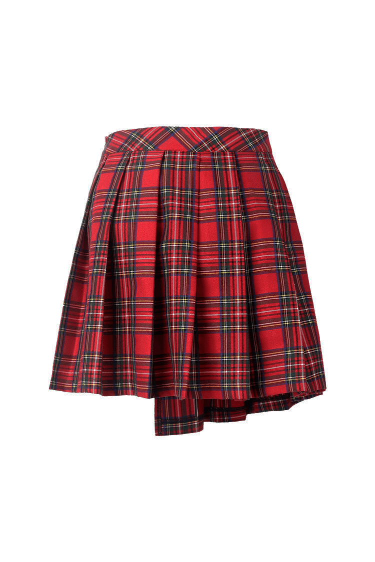 Punk Stylish Asymmetrical Plaid Mini Skirt for Women