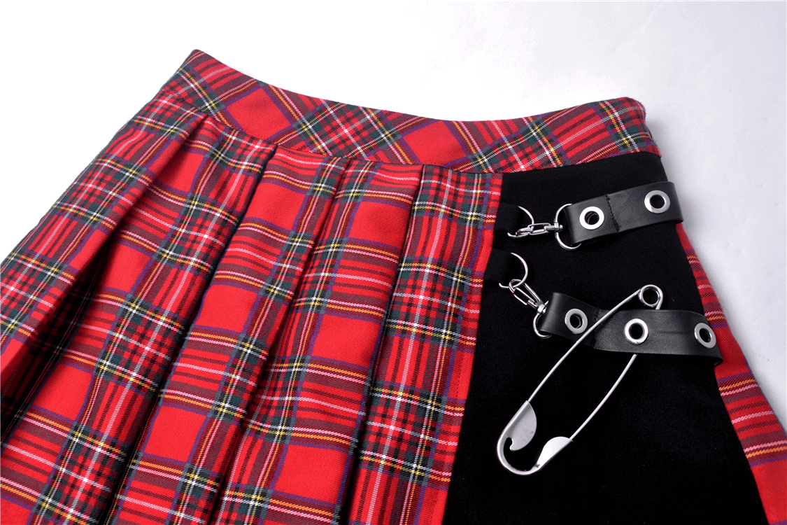Punk Stylish Asymmetrical Plaid Mini Skirt for Women