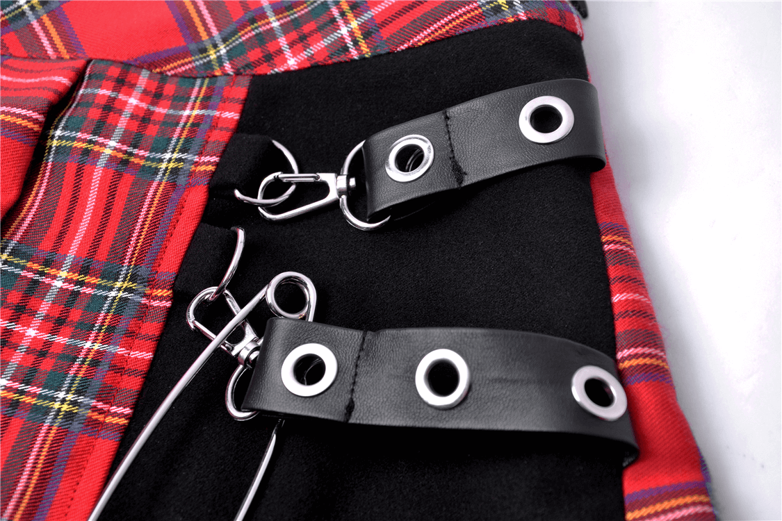 Punk Stylish Asymmetrical Plaid Mini Skirt for Women