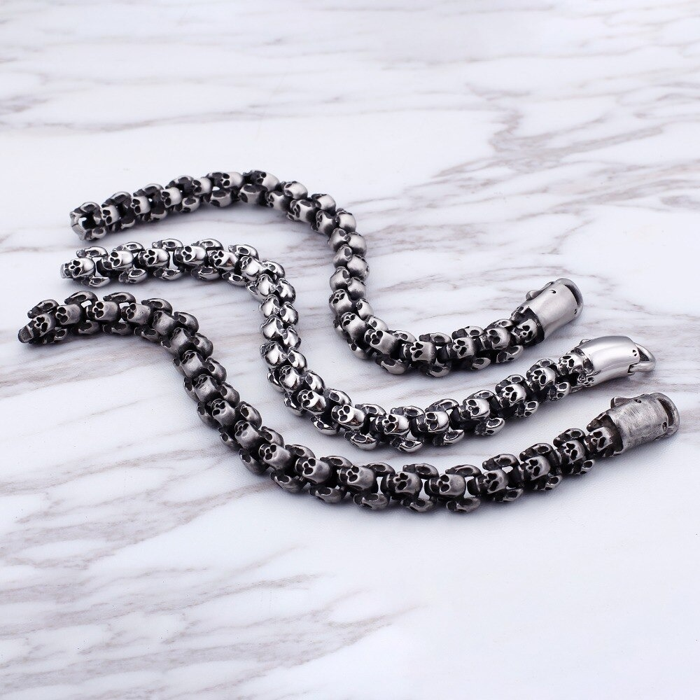 Punk Syle Skull Bracelet / Stainless Steel Jewelry / Cool Man's Bracelet