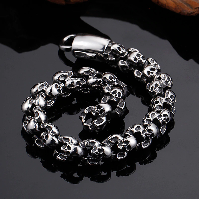 Punk Syle Skull Bracelet / Stainless Steel Jewelry / Cool Man's Bracelet