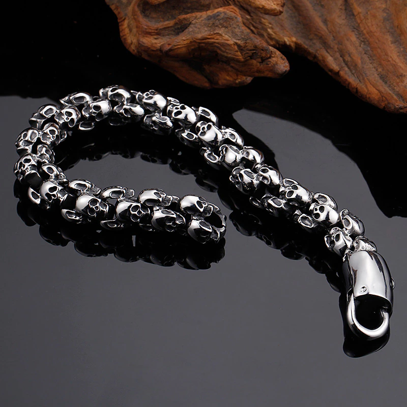Punk Syle Skull Bracelet / Stainless Steel Jewelry / Cool Man's Bracelet