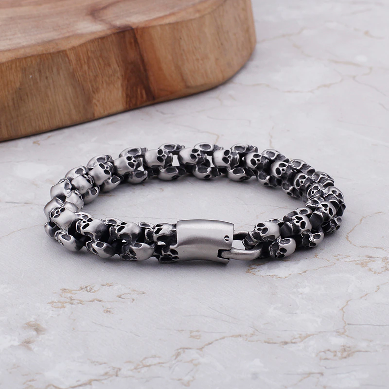 Punk Syle Skull Bracelet / Stainless Steel Jewelry / Cool Man's Bracelet