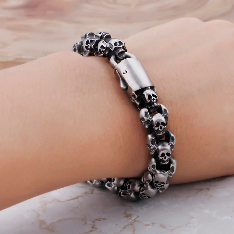Punk Syle Skull Bracelet / Stainless Steel Jewelry / Cool Man's Bracelet