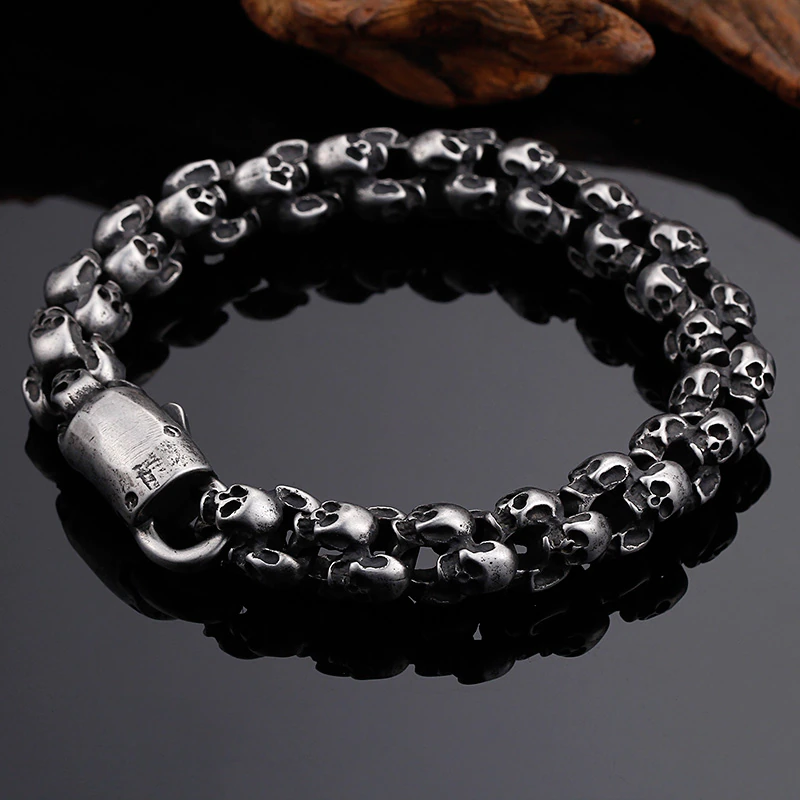 Punk Syle Skull Bracelet / Stainless Steel Jewelry / Cool Man's Bracelet