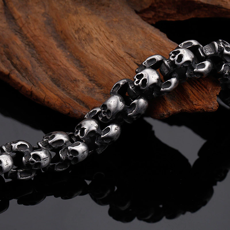 Punk Syle Skull Bracelet / Stainless Steel Jewelry / Cool Man's Bracelet