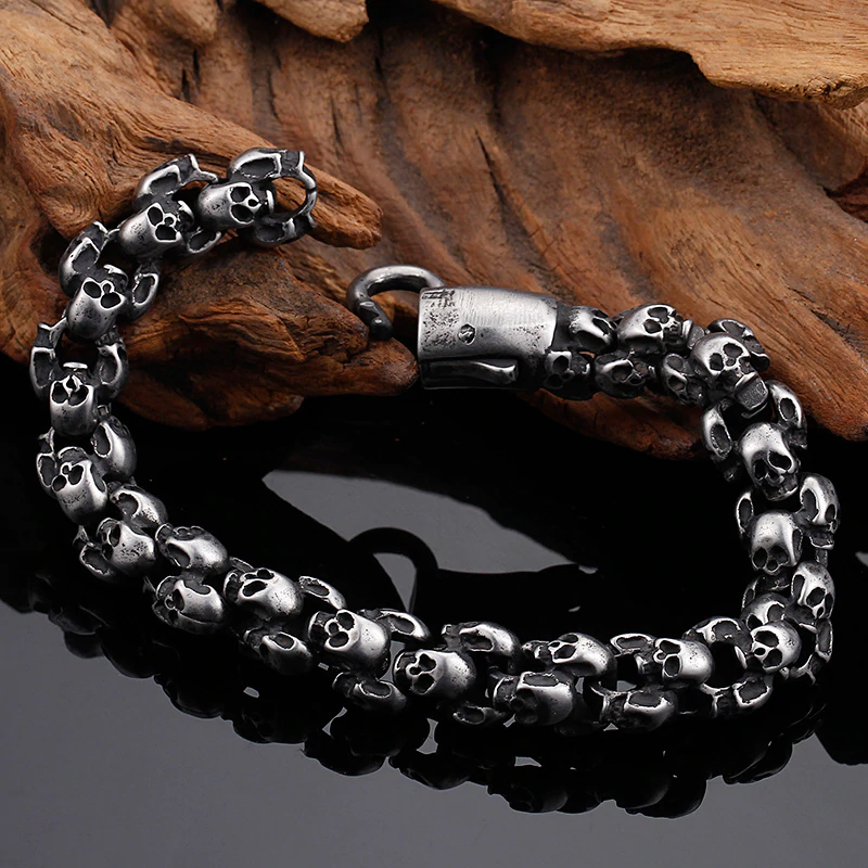 Punk Syle Skull Bracelet / Stainless Steel Jewelry / Cool Man's Bracelet