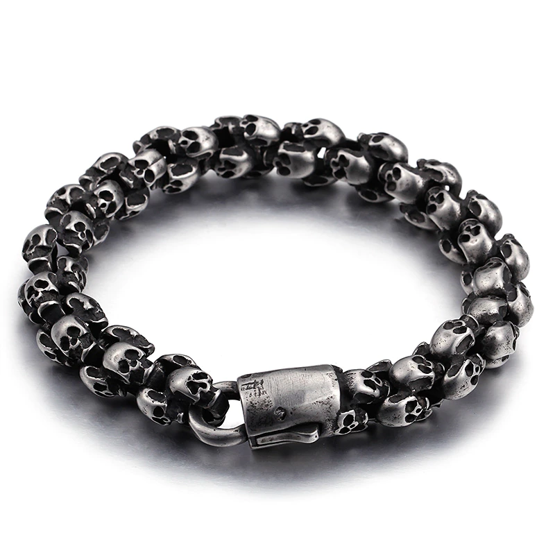 Punk Syle Skull Bracelet / Stainless Steel Jewelry / Cool Man's Bracelet