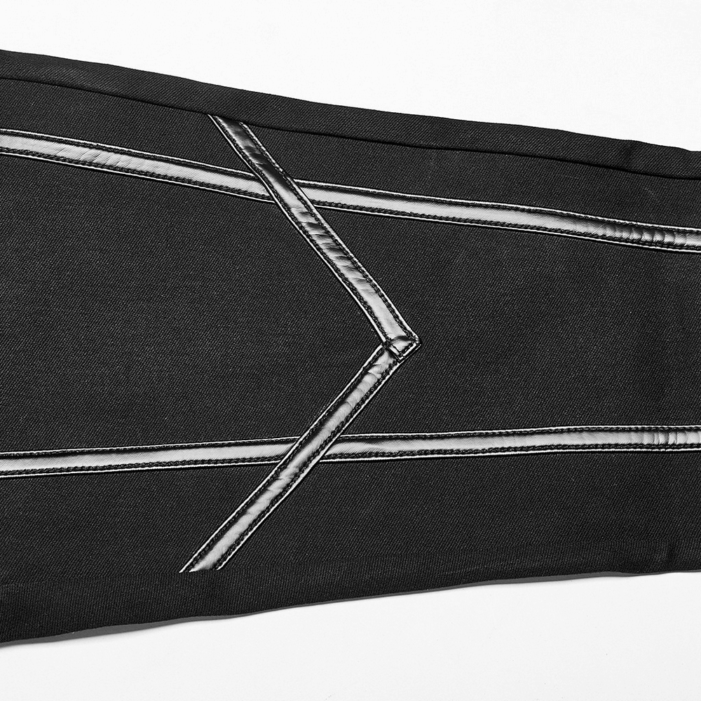 Punk Techwear Faux Leather Legging with Side Zipper Splice