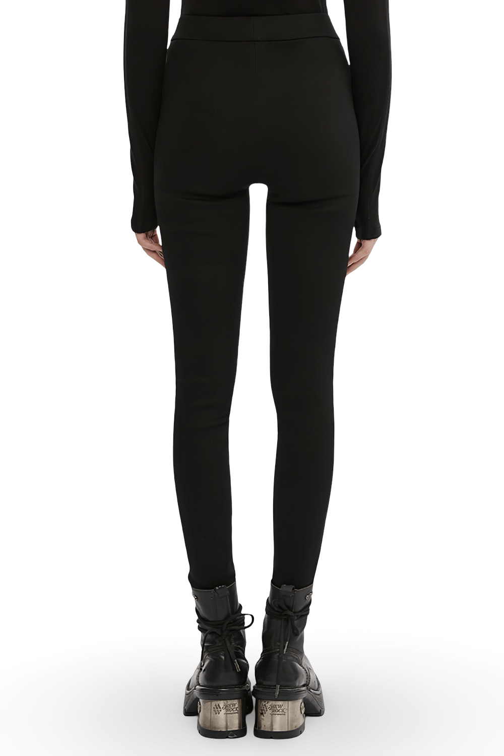 Punk Techwear Faux Leather Legging with Side Zipper Splice