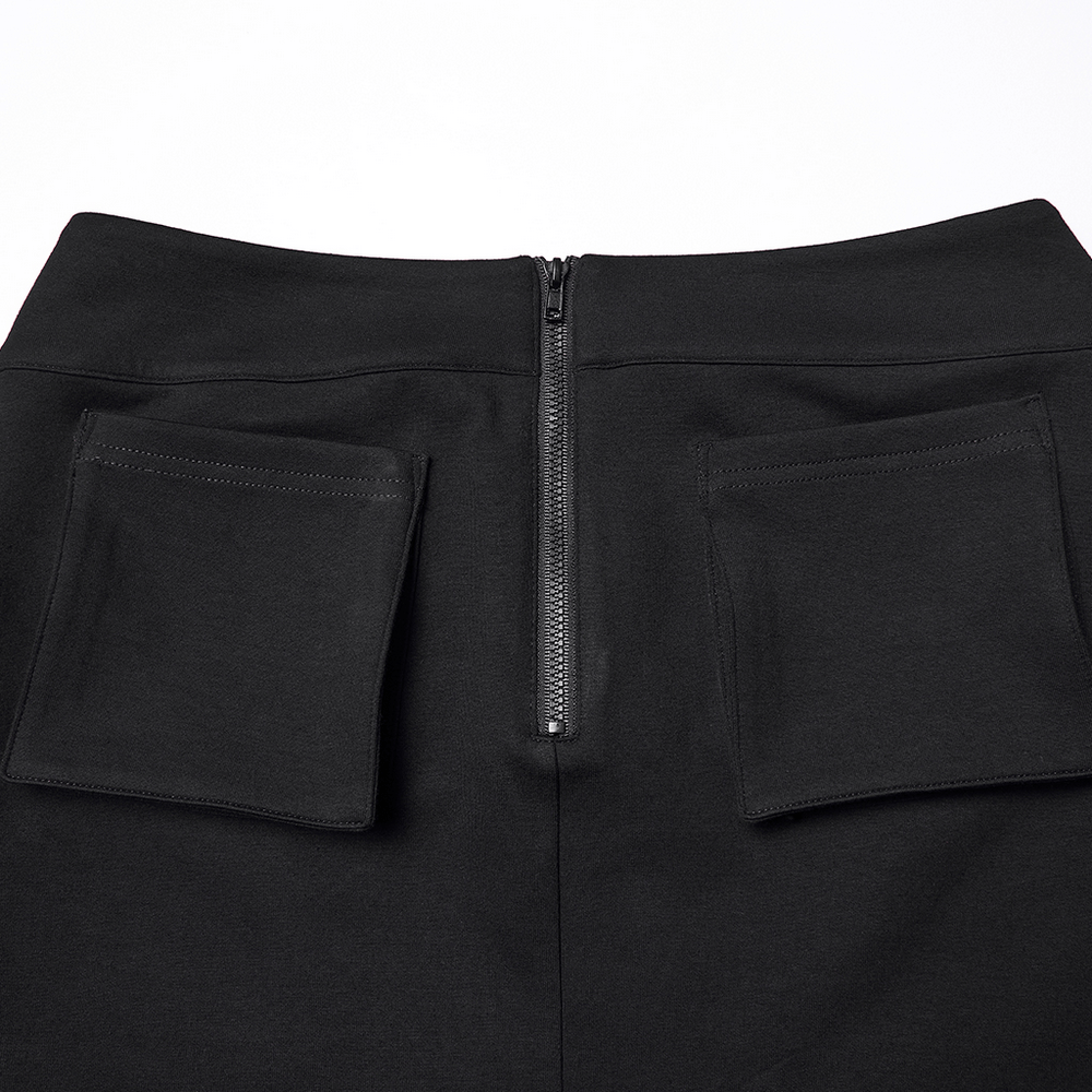 Punk Techwear Skirt with Adjustable Zippers and Pockets