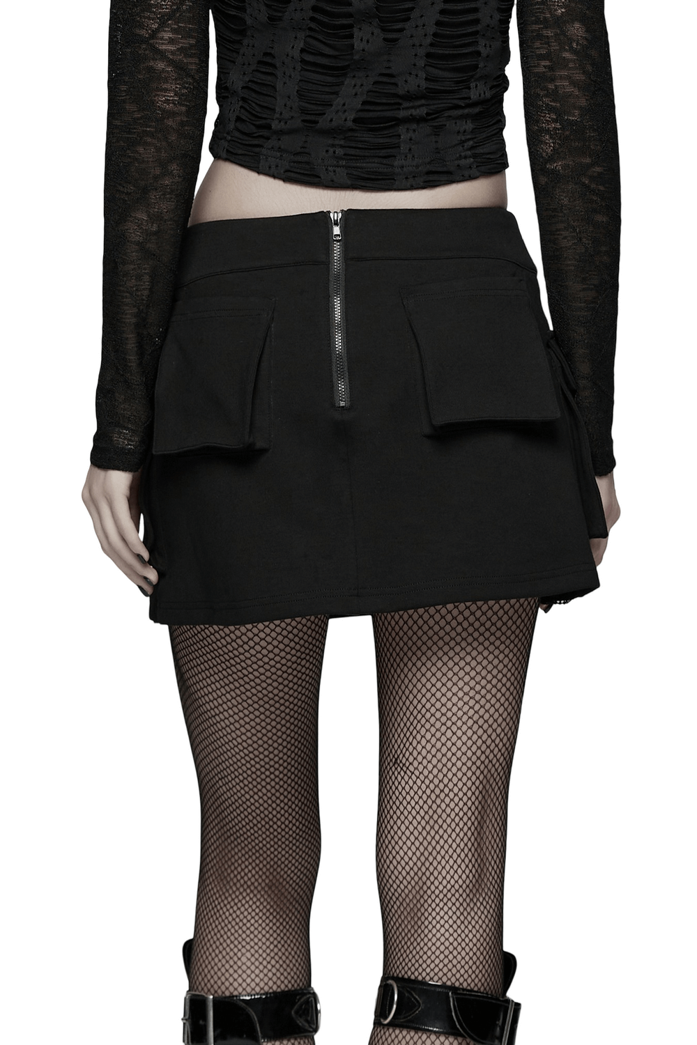 Punk Techwear Skirt with Adjustable Zippers and Pockets