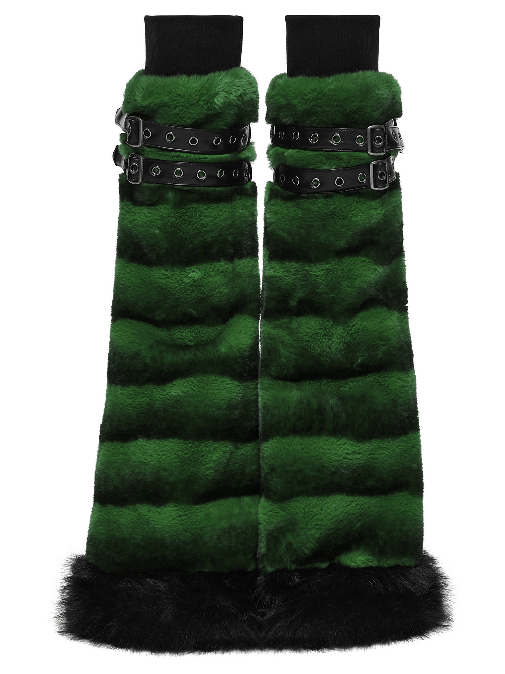 Punk Ultra-Soft Fur Leg Warmers with Striped Design