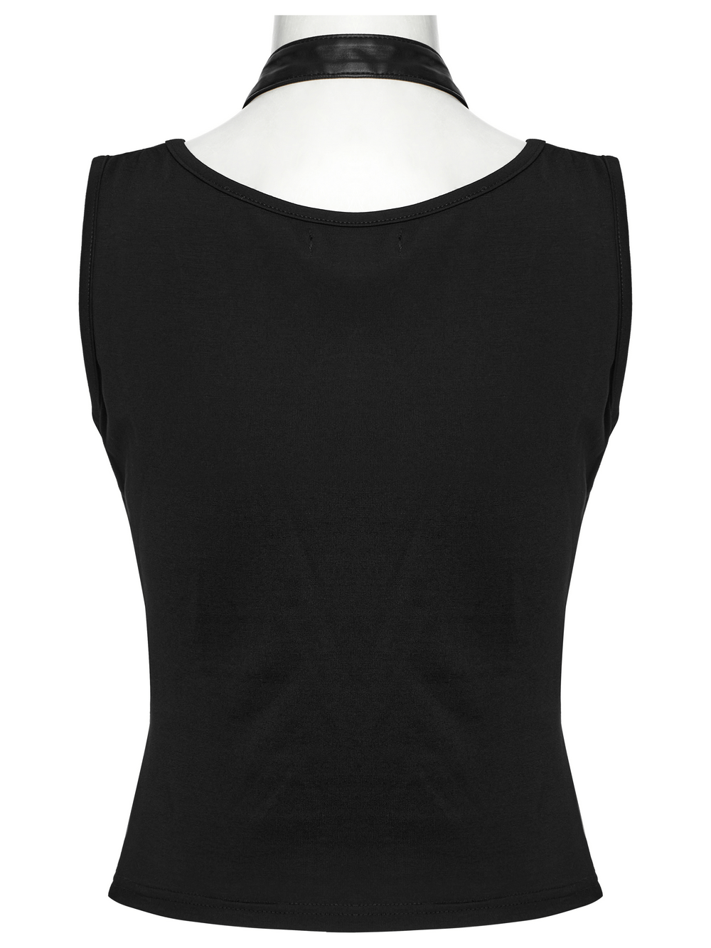 Punk V-neck Cross Loop Tank Top with Faux Leather Straps