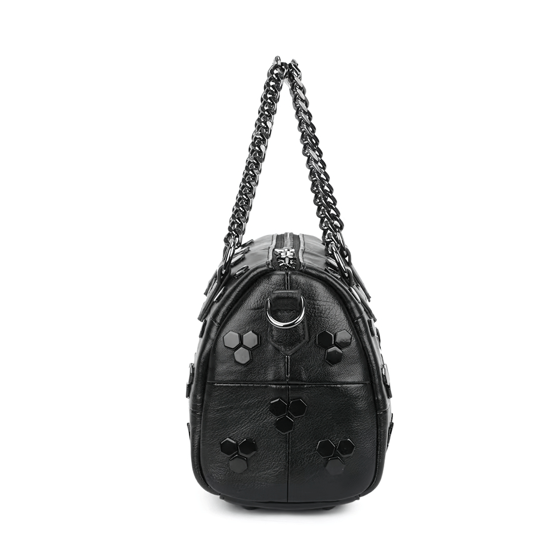 Punk Women's Bag with Rivets / Fashion Patchwork Handbag with Chain