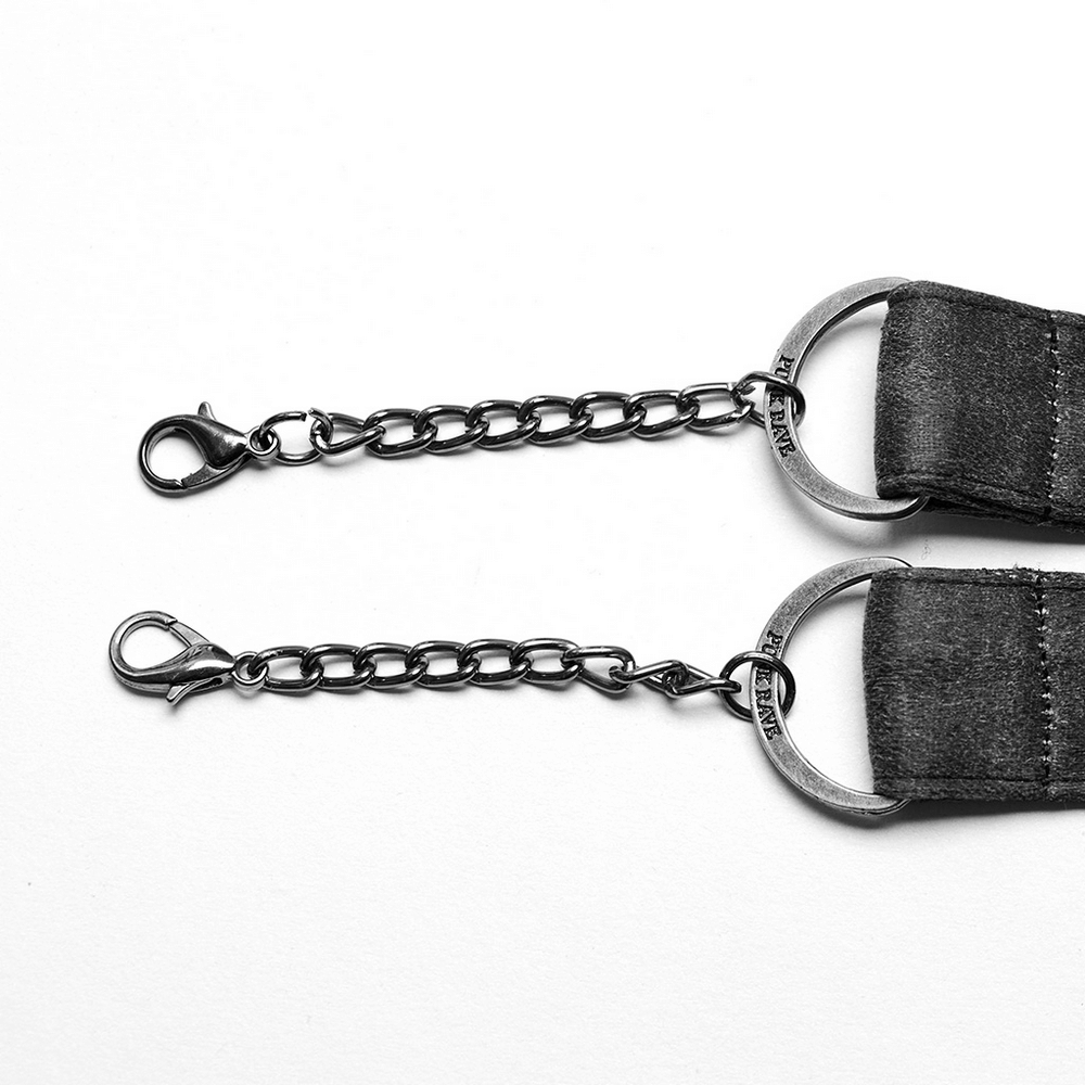 Punk Women's Double Strap Choker with Skulls and Rivets