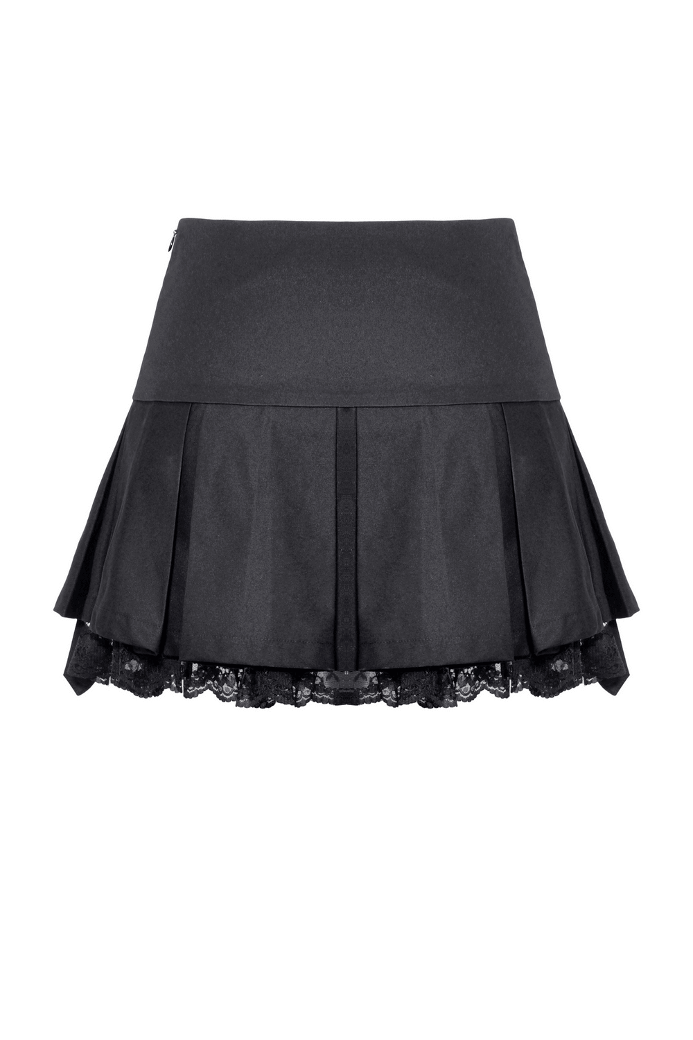 Punk Women's Mini Skirt with Lace Trim and O-Rings