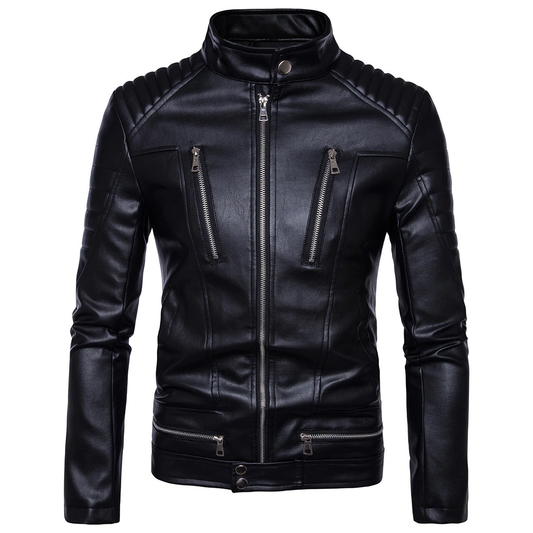 Punk Zipper PU Leather Men's Jacket / Long Sleeves Motorcycle Biker Jacket