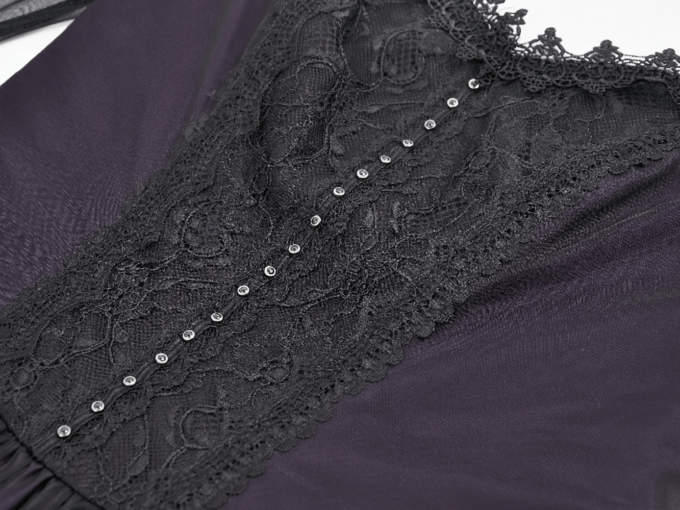 Purple and Black Gothic Mesh Dress with Lace Sleeves