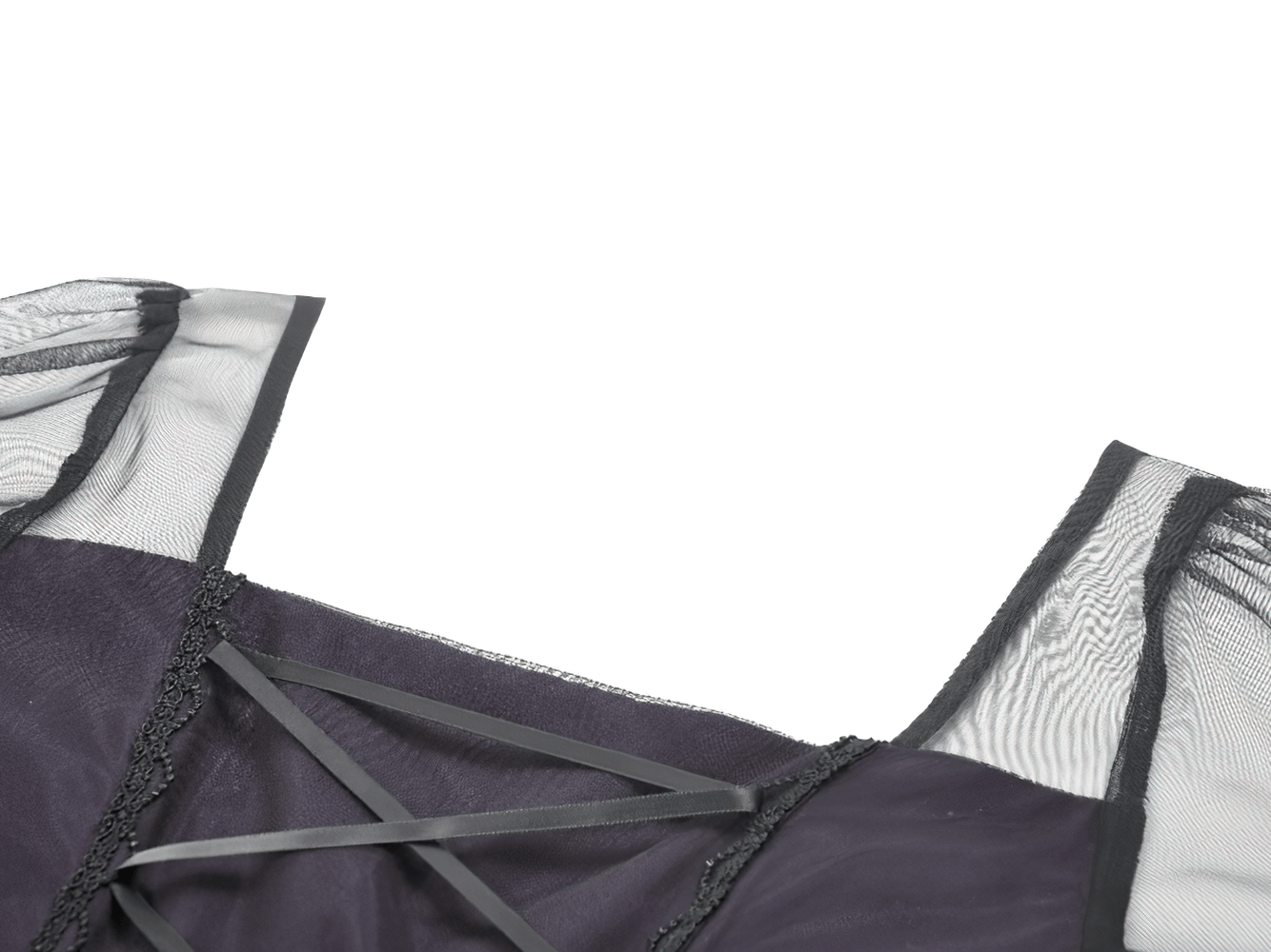 Purple and Black Gothic Mesh Dress with Lace Sleeves