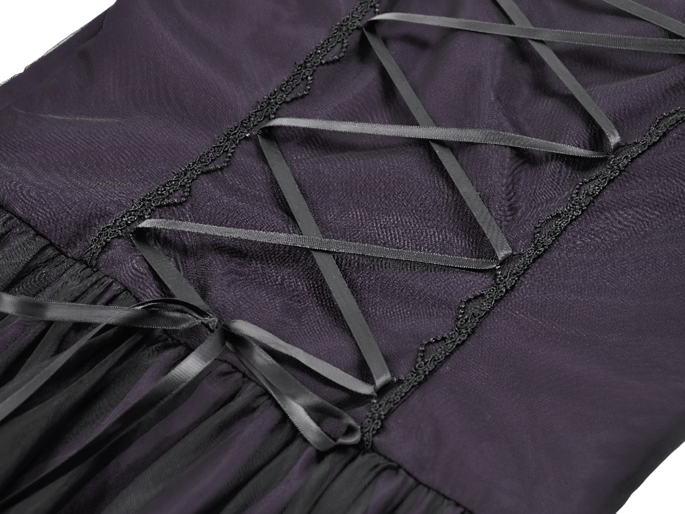 Purple and Black Gothic Mesh Dress with Lace Sleeves