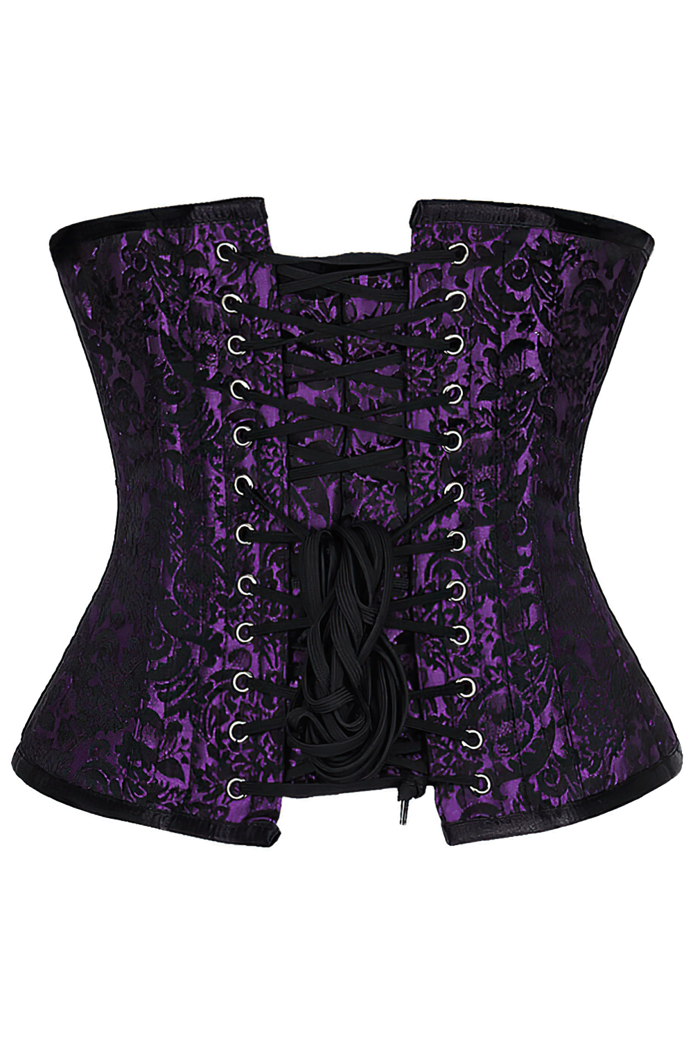 Purple Brocade Underbust Corset with Steel Boning and Lacing