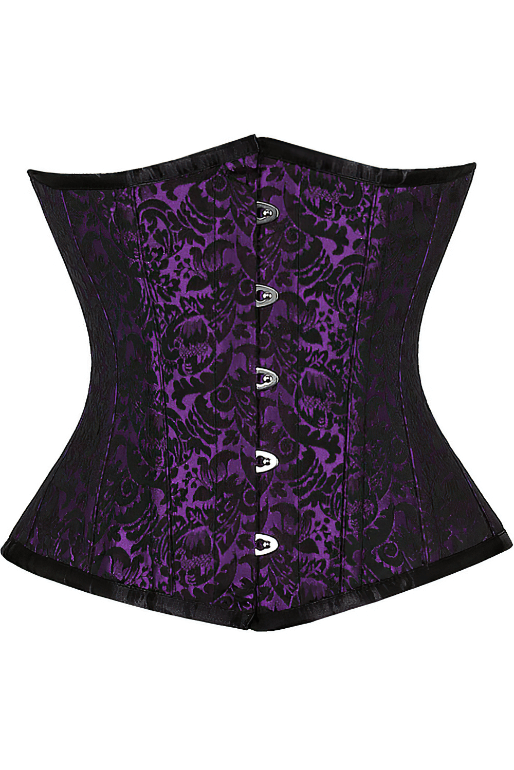 Purple Brocade Underbust Corset with Steel Boning and Lacing