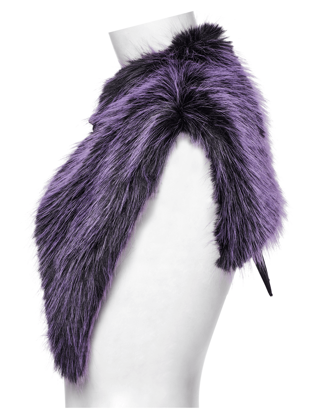 Purple Faux Fur Capelet with Horn Detail and Buttons