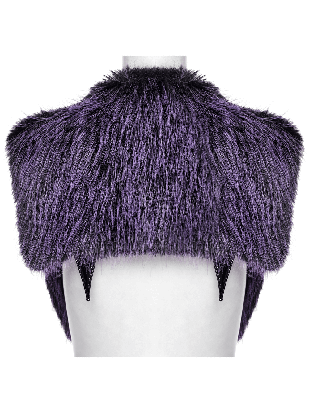 Purple Faux Fur Capelet with Horn Detail and Buttons
