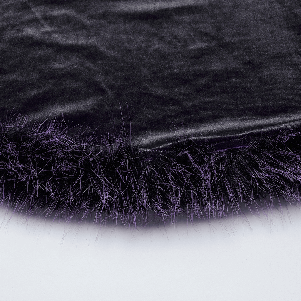 Purple Gothic Velvet Dress with Gradient Fur Trim
