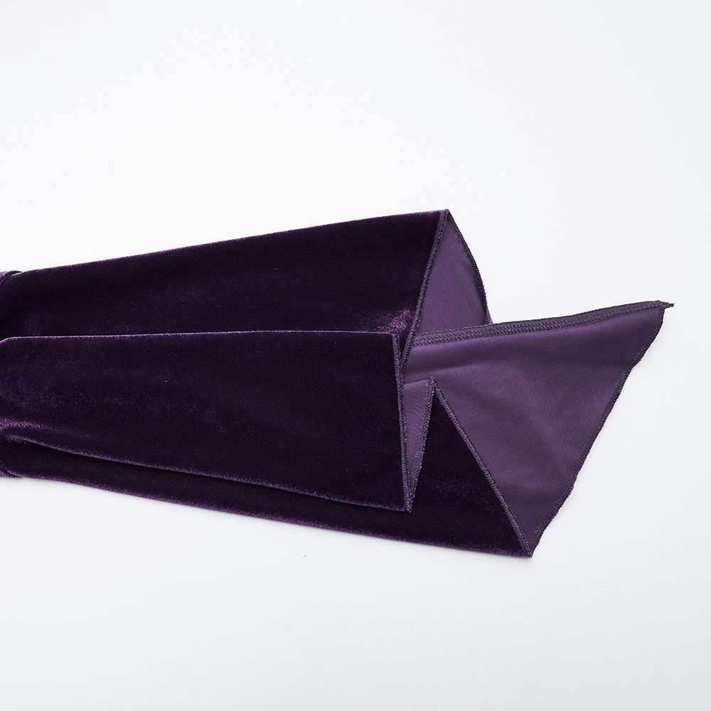 Purple Gothic Velvet Top with Lace and Flared Sleeves