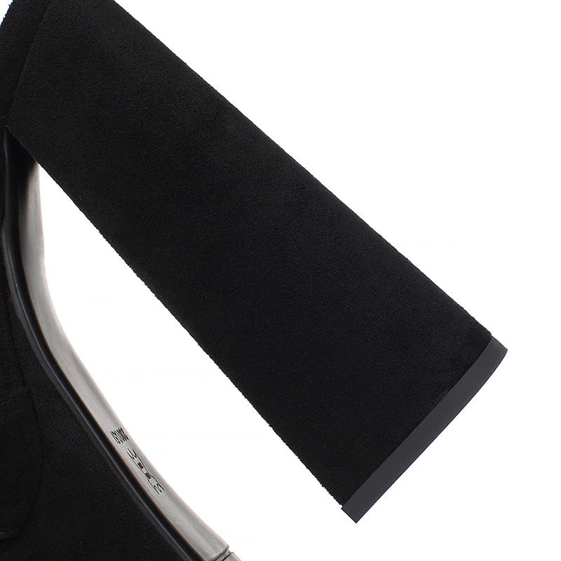 Genuine Leather Women's Shoes / Sexy Heel Platform Black Sandals