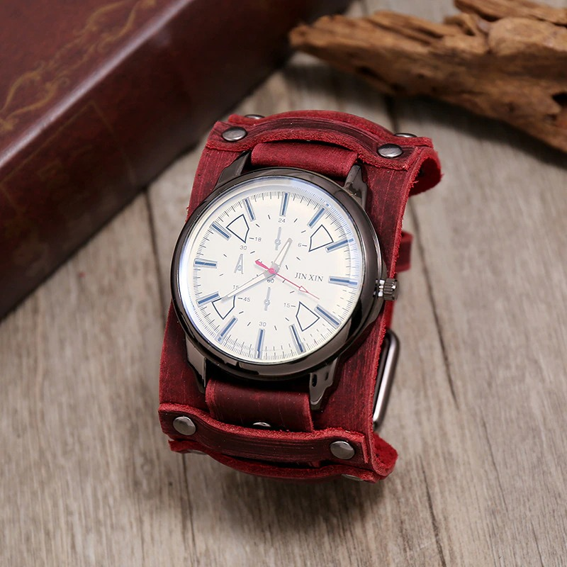 Quartz Men's Watches with Genuine Leather Strap / Fashion Male Clocks in 5 Colors