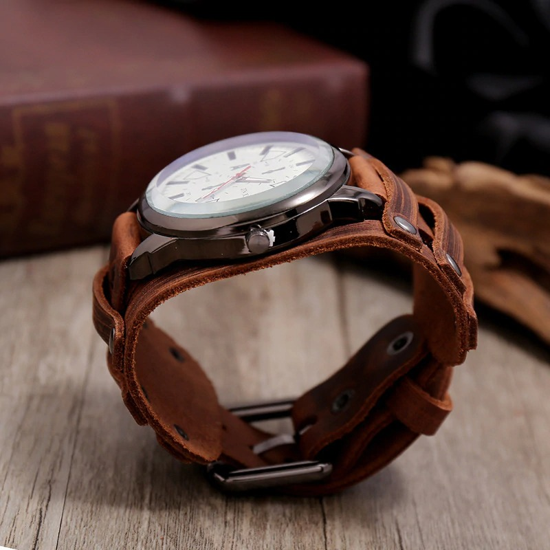 Quartz Men's Watches with Genuine Leather Strap / Fashion Male Clocks in 5 Colors