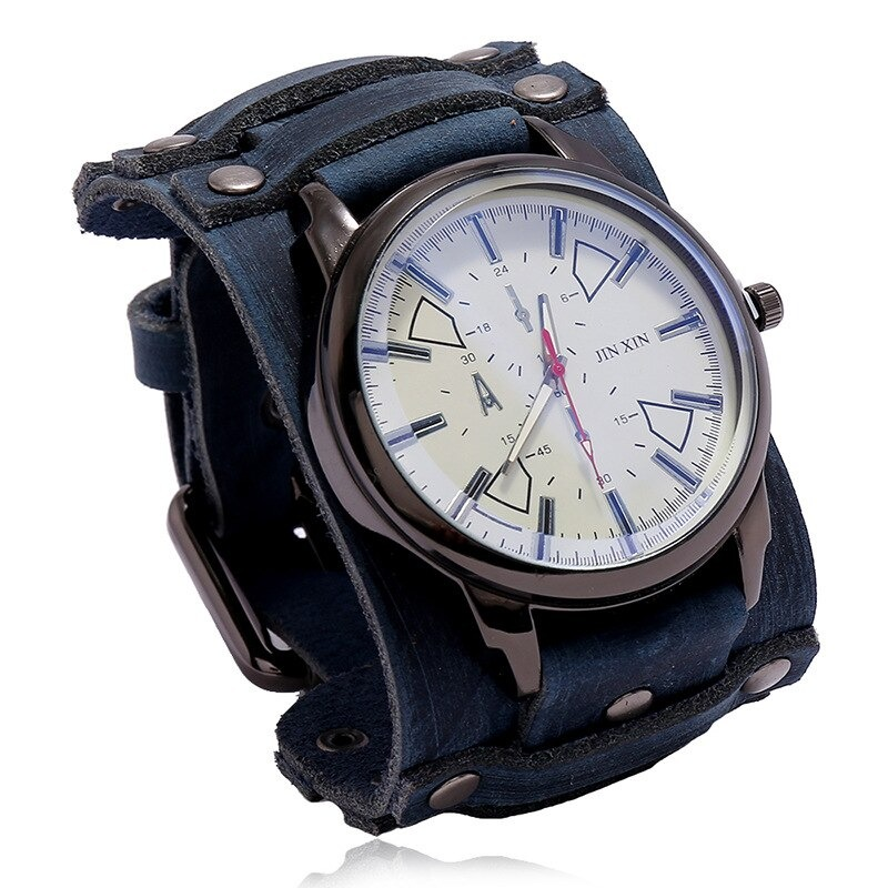 Quartz Men's Watches with Genuine Leather Strap / Fashion Male Clocks in 5 Colors