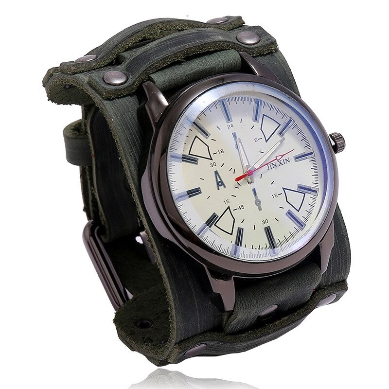 Quartz Men's Watches with Genuine Leather Strap / Fashion Male Clocks in 5 Colors