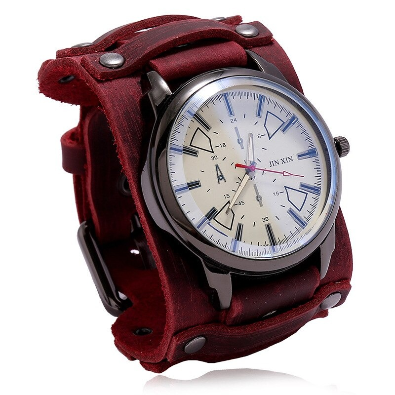 Quartz Men's Watches with Genuine Leather Strap / Fashion Male Clocks in 5 Colors