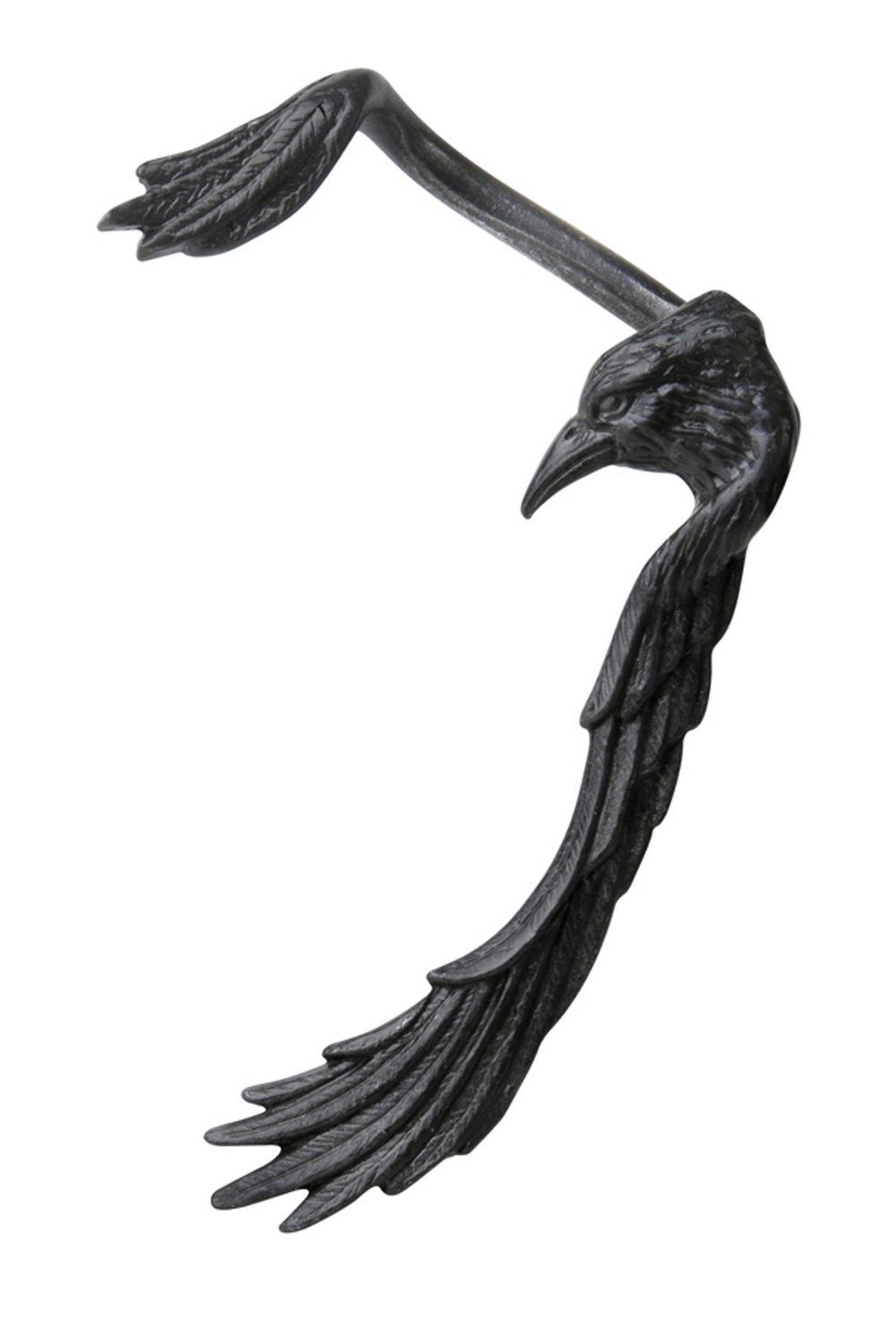 Raven Earwrap for Left Ear with Detailed Feather Design