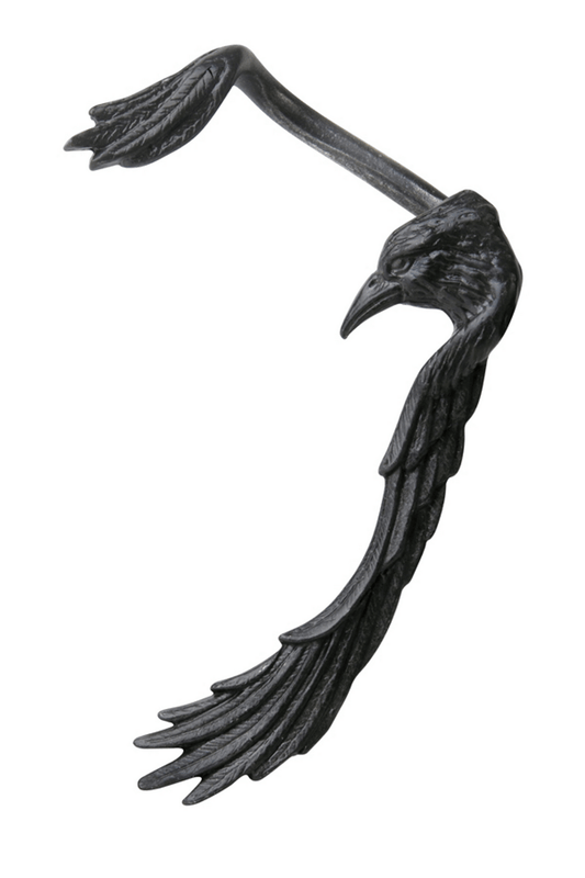 Raven Earwrap for Left Ear with Detailed Feather Design