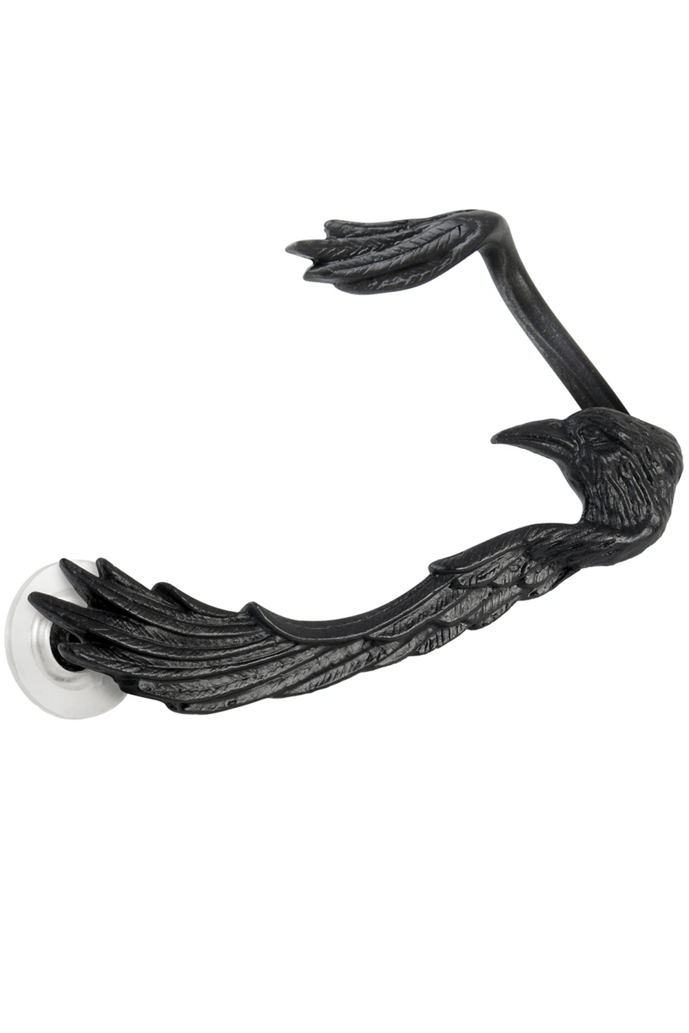 Raven Earwrap for Left Ear with Detailed Feather Design