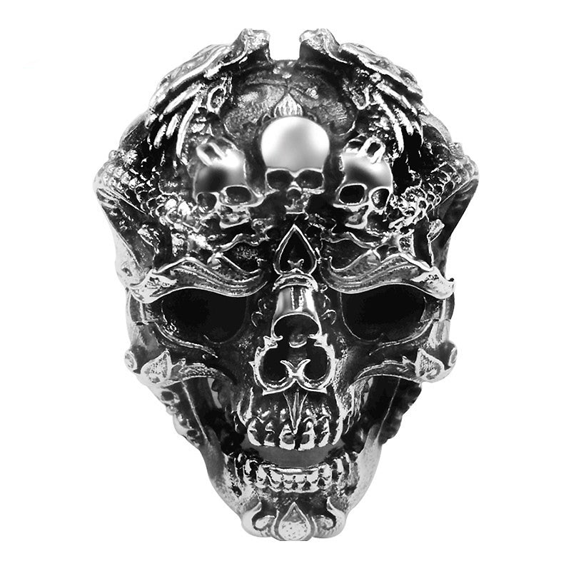 Real 925 Sterling Silver Skull Ring / Adjustable Rock Many Skeletons Ring / Biker Jewelry