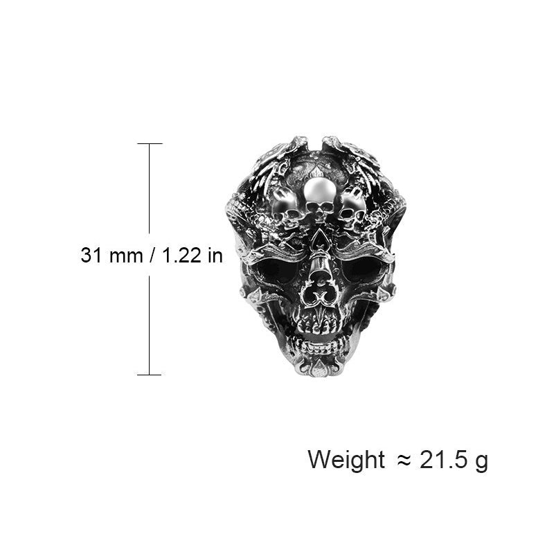 Real 925 Sterling Silver Skull Ring / Adjustable Rock Many Skeletons Ring / Biker Jewelry