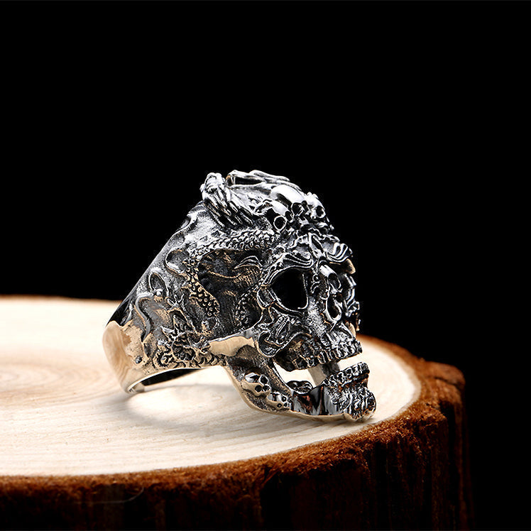 Real 925 Sterling Silver Skull Ring / Adjustable Rock Many Skeletons Ring / Biker Jewelry